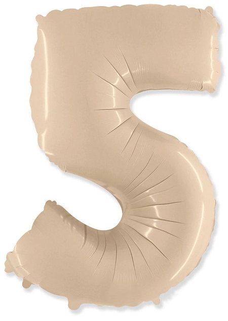 Balón foliový číslice KRÉMOVÁ  - 102 cm - 5