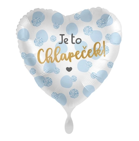 Balón foliový - Je to chlapeček - srdce - 43 cm