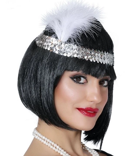 Čelenka s pérem stříbrná - Charlestone