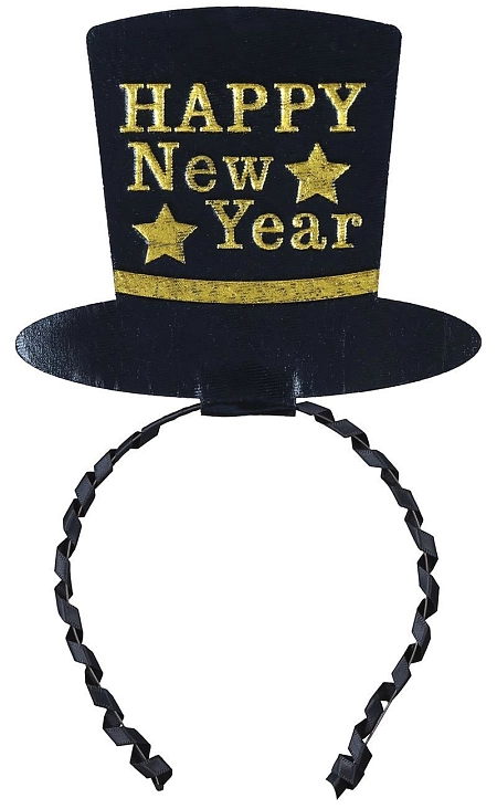 Čelenka klobouček - zlatý - HAPPY New Year - Silvestr