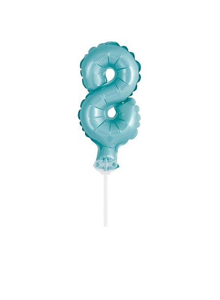 Balón foliový číslice - 8 - TYRKYSOVÁ - TIFFANY 12,5 cm - 8 s držákem