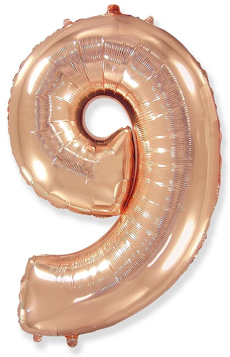 Balón foliový číslice RŮŽOVO ZLATÁ - ROSE GOLD 102 cm - 9