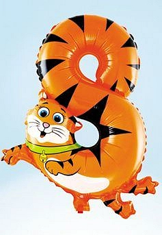 Balón foliový Tygr  35 cm  - číslice 8 (NELZE PLNIT HELIEM) - safari