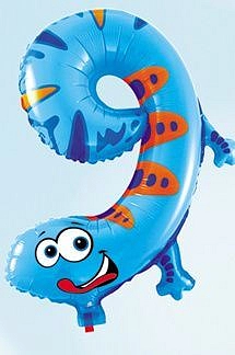 Balón foliový Mlok  35 cm - číslice 9 (NELZE PLNIT HELIEM) - safari