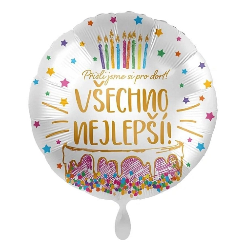 Balón foliový - Všechno nejlepší -  narozeniny - 43cm