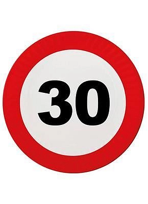 Talíře dopravní značka 30 let - 23 cm - 8ks/bal.
