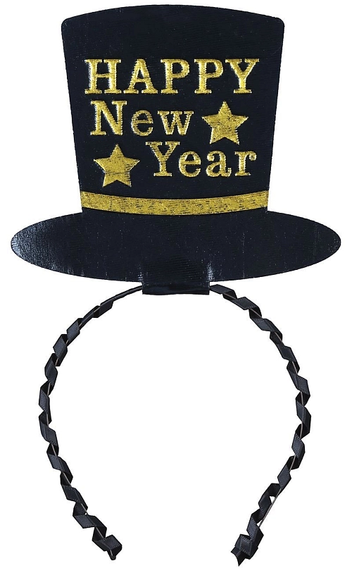 Čelenka klobouček - zlatý - HAPPY New Year - Silvestr