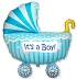 Balón foliový  89 cm kočárek miminko - kluk - Baby shower