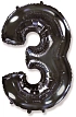 Balón foliový číslice ČERNÁ - BLACK 102 cm - 3