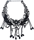 Černý náhrdelník s květinami a kameny - Halloween