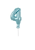 Balón foliový číslice - 4 - TYRKYSOVÁ - TIFFANY 12,5 cm s držákem