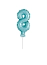 Balón foliový číslice - 8 - TYRKYSOVÁ - TIFFANY 12,5 cm - 8 s držákem
