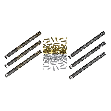 SADA Konfety 60 cm ZLATÉ - STŘÍBRNÉ metalické - Silvestr - 6 ks