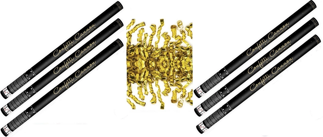 SADA Konfety 80cm - 6ks ZLATÉ STUŽKY - HOBLINKY METALICKÉ - Silvestr