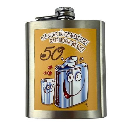 Dárková placatka - plaskule - 200 ml - Dáš si dva tři chlapské loky - 50tka