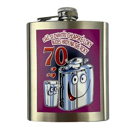 Dárková placatka - plaskule - 200 ml - Dáš si dva tři chlapské loky - 70tka