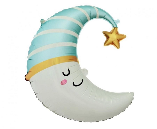 Fóliový balónek modrý měsíček - Baby shower - 80 cm