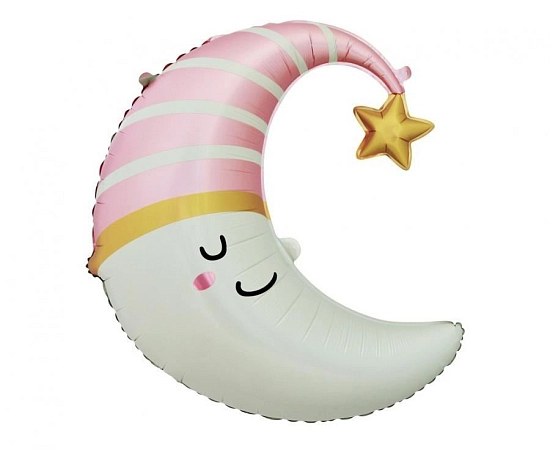 Fóliový balónek růžový měsíček - Baby shower - 80 cm