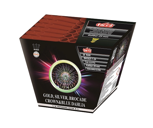 OHŇOSTROJ GOLD, SILVER, BROCADE CROWN&BLUE DAHLIA 36 RAN 3/1