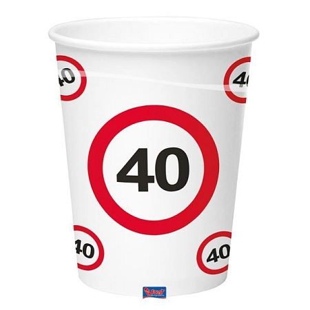 Kelímky dopravní značka 40 let , 350ml 8ks/bal.