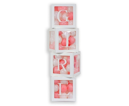 Dekorativní boxy na balónky GIRL - Baby shower - 4 ks