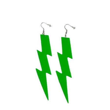 Neonové náušnice blesk retro párty - 80.léta - disco - zelené