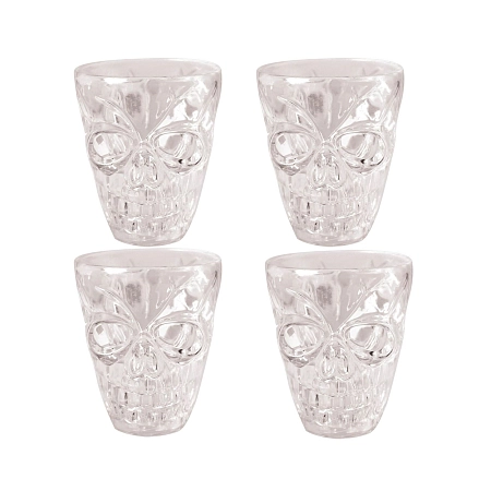 Transparentní panák s lebkou - Halloween 5 cm - 4 ks