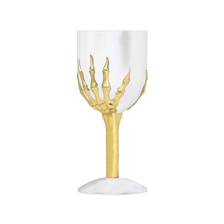 Transparentní pohár s rukou kostlivce - 18 cm - Halloween