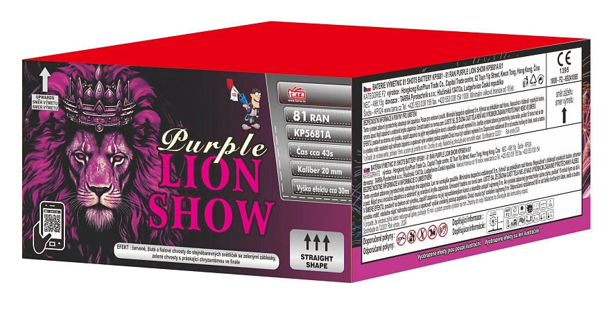 OHŇOSTROJ - BATERIE VÝMETNIC PURPLE LION SHOW  81 RAN 6x1