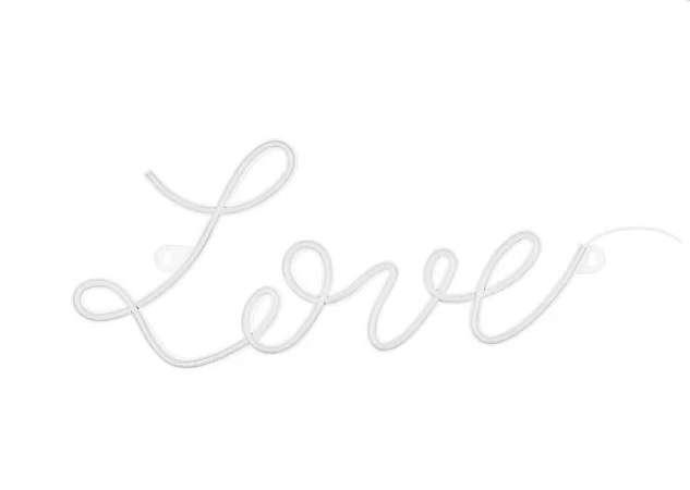 LED Neon svítící dekorace - Love - bílý - PRONÁJEM
