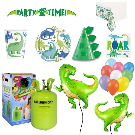 Dětská narozeninová sada Dinosaurus s balónky a heliem - 16 osob