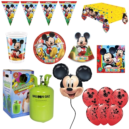 Dětská narozeninová sada myšák Mickey Mouse s balónky a heliem - 10 osob