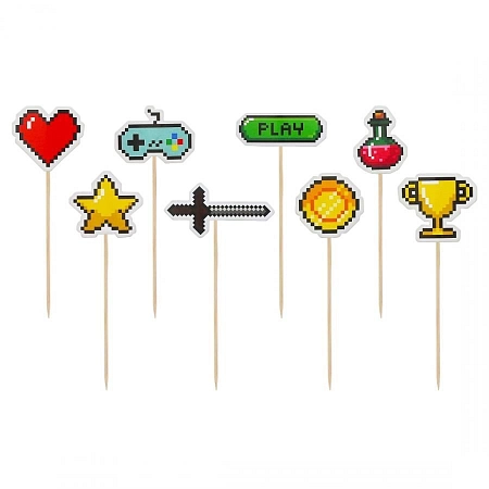 Zapichovátka do cupcaku Game on - Pixel - Minecraft - 8 ks