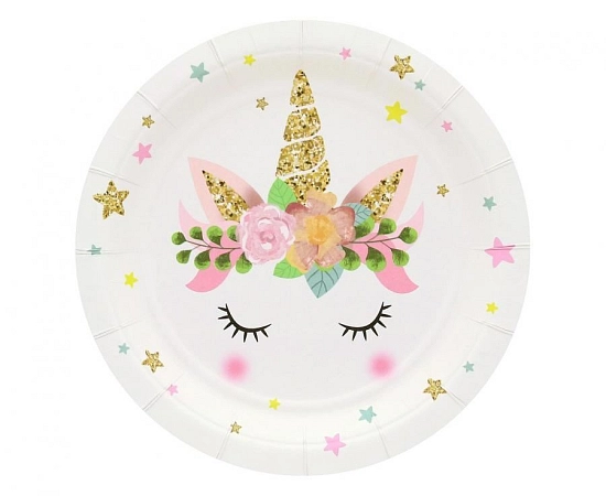 Papírové talíře Jednorožec - Unicorn - 18 cm - 6 ks