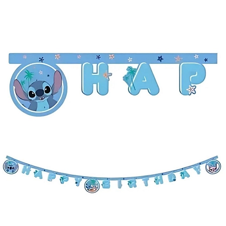 Girlanda Stitch a Angel - Happy Birthday - narozeniny - 200 cm