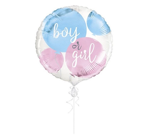 Fóliový balónek - Gender reveal - Boy or Girl - Kluk nebo holka - 45 cm