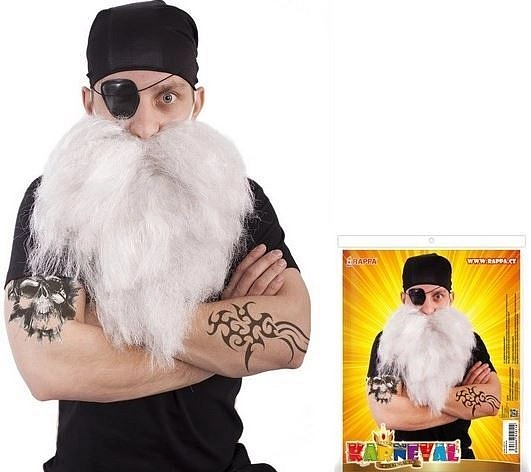 Vousy pirátské se šátkem a klapkou - 3 ks