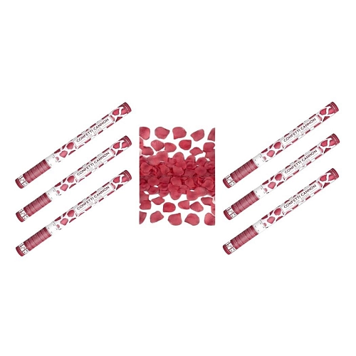 SADA Konfety svatební 60 cm 6 ks RUDĚ ČERVENÉ OKVĚTNÍ  LÍSTKY