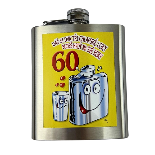 Dárková placatka - plaskule - 200 ml - Dáš si dva tři chlapské loky - 60tka