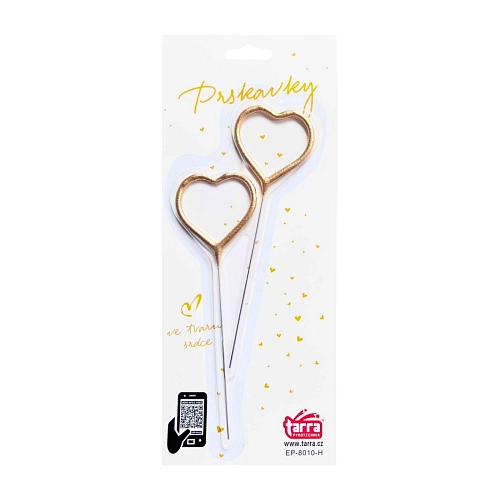 Prskavky ve tvaru srdce - srdíčka - 2 ks / 16,5cm - Valentýn - Svatba