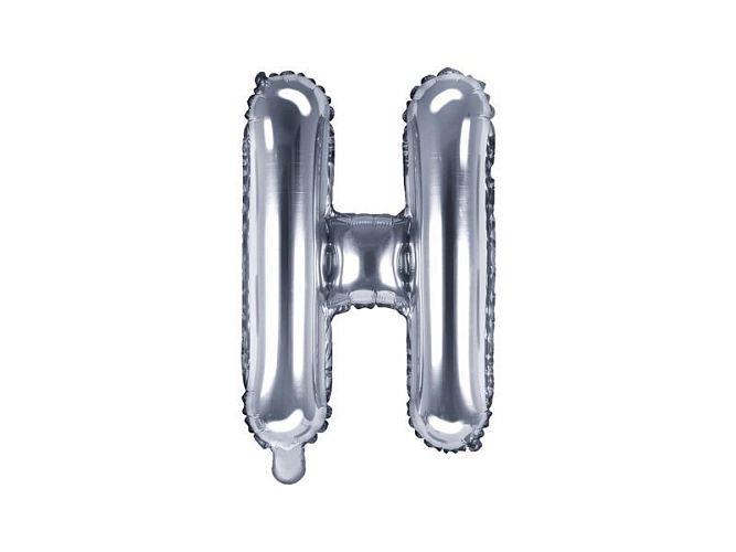 Balón foliový písmeno 'H', 35cm, STŘÍBRNÝ (NELZE PLNIT HELIEM)