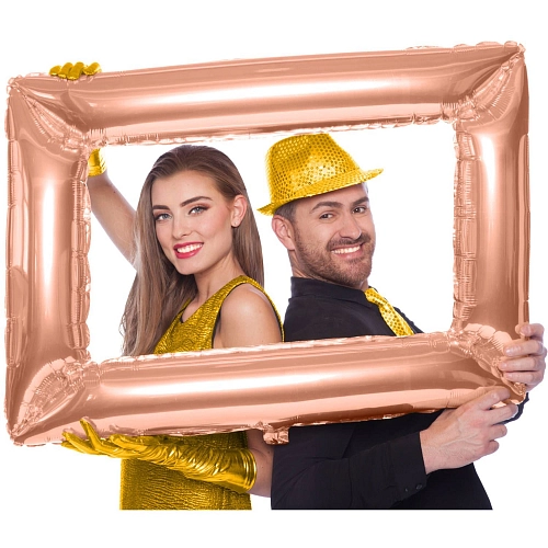Fóliový balonek - selfie rámeček - fotokoutek  - Rose Gold  -85x60cm