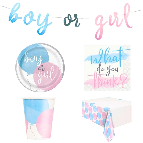 Gender reveal - Boy or girl párty sada - 16 osob
