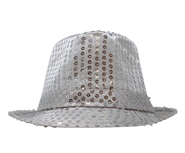 Klobouk s flitry stříbrný - disco - 80.léta - Silvestr