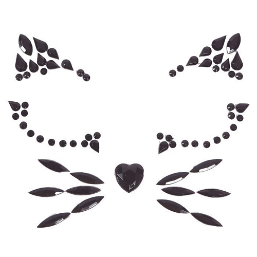 Nalepovací kamínky na obličej - Kočka - kočička - Halloween