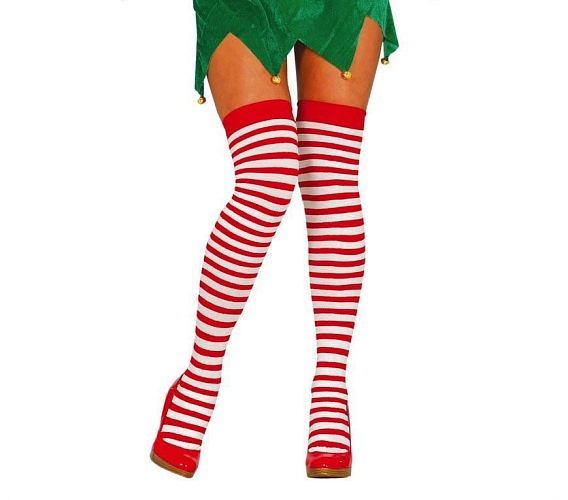 Vánoční pruhované nadkolenky - Santa Claus