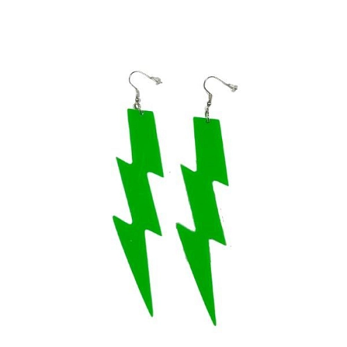 Neonové náušnice blesk retro párty - 80.léta - disco - zelené