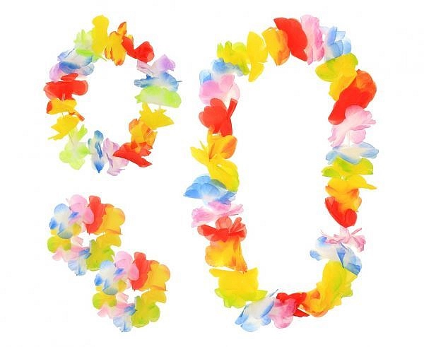 Sada hawaii - havajské náramky, náhrdelník a čelenka - 4 ks