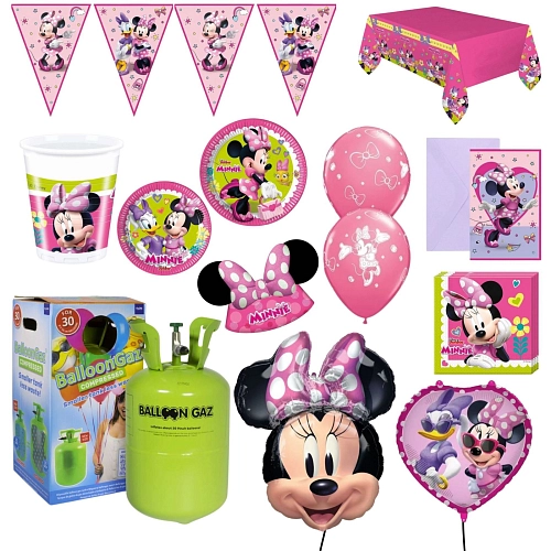 Dětská narozeninová sada myška Minnie s balónky a heliem - 10 osob