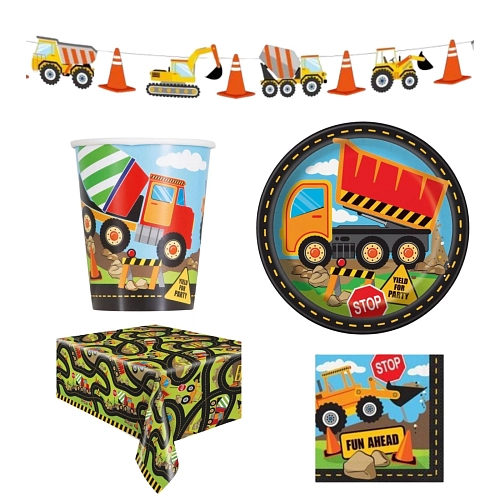 Dětská narozeninová sada Stavba - Bagr  - 10 osob